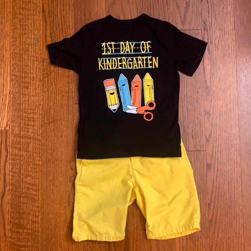 Children’s Place 1st Day of Kindergarten Shirt and Shorts Set